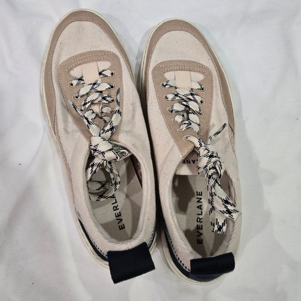 Everlane The Tread-bare Sneaker Womens 8 Natrual Canvas Dark Sapphire Argan Oil - Picture 6 of 9